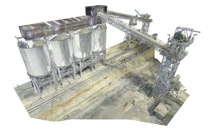 laser scan of silos and mechanical plant